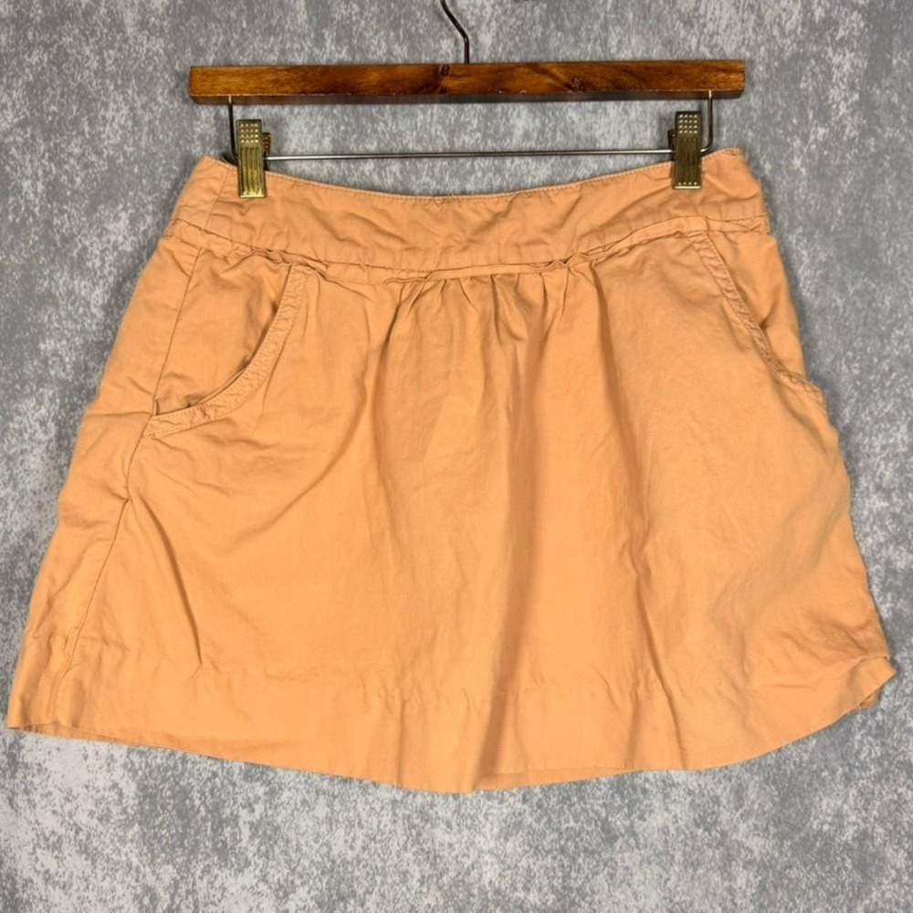 J.Crew Women 00 Apricot Orange Cotton Linen Mini Skirt Pockets